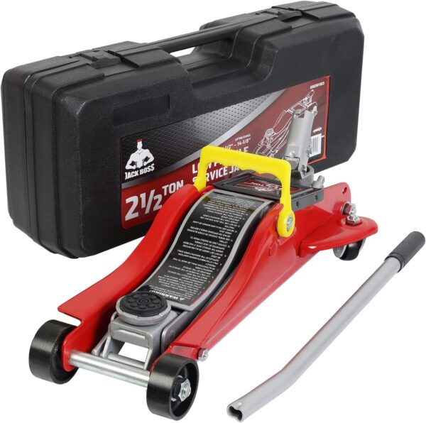 Aluminum and Steel Car Jack, 3 Ton (6,600 LBs) Hydraulic Floor Jack with Dual Piston Quick Lift Pump, Lifting Range 3-15/16" min to 18-5/16" max, Red