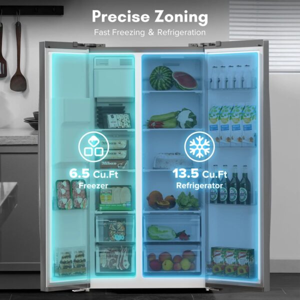 36" Side By Side 20.01 Cu. ft. Built-in Refrigerator with Freezer & Ice Maker Included - Image 14