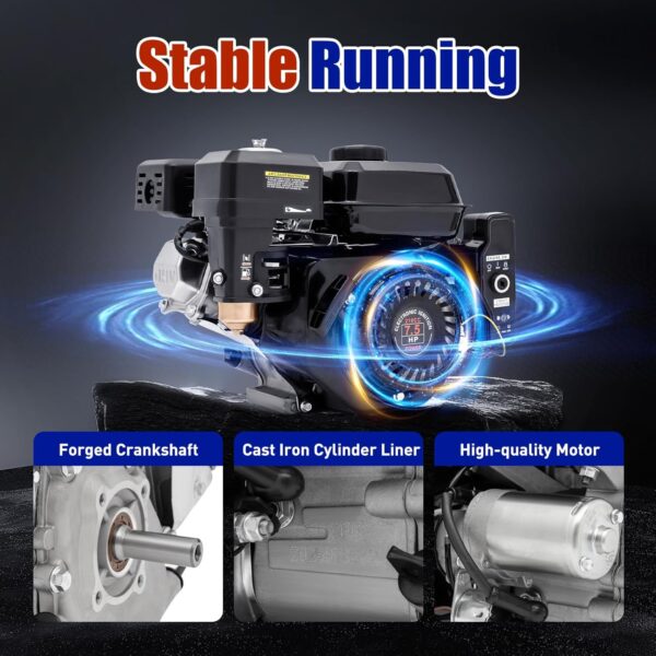 7.5HP 212CC 4-Stroke OHV Gasoline Engine with Electric Start for Go-Karts, Compressors, Generators, and More – Durable & Fuel Efficient - Image 2