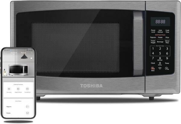 TOSHIBA 4-in-1 ML-EC42P(SS) Countertop Microwave Oven, Smart Sensor, Convection, Air Fryer Combo, Mute Function, Position Memory 13.6" Turntable, 1.5 Cu Ft, 1000W, Silver - Image 3