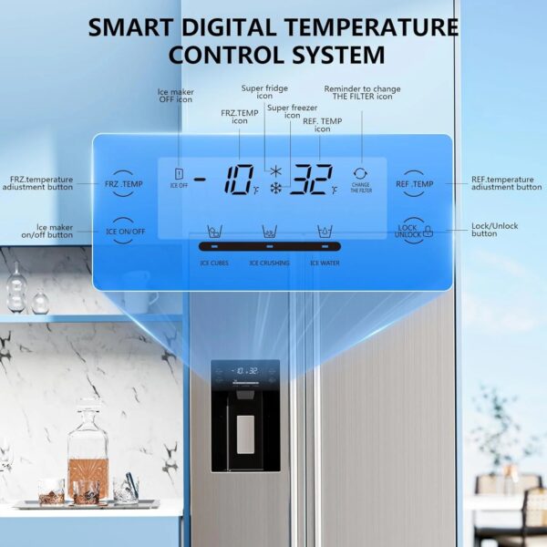 36" Side By Side 20.01 Cu. ft. Built-in Refrigerator with Freezer & Ice Maker Included - Image 8