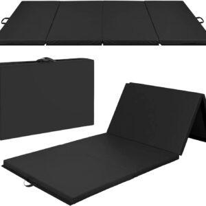 10ftx4ftx2in Folding Gym Mat 4-Panel Exercise Gymnastics Aerobics Workout Fitness Floor Mats w/Carrying Handles