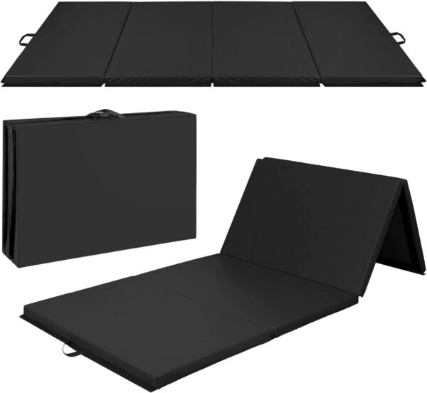 10ftx4ftx2in Folding Gym Mat 4-Panel Exercise Gymnastics Aerobics Workout Fitness Floor Mats w/Carrying Handles