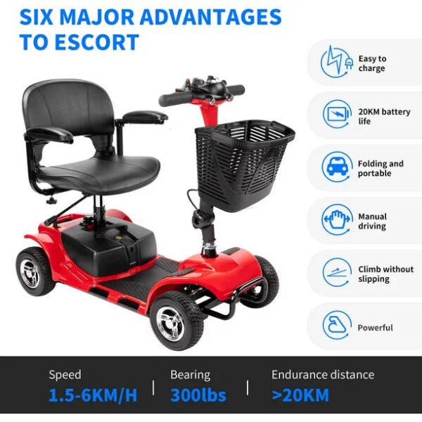 UltraLite Mobility 4-Wheel Scooter, Portable & Lightweight, 14-Mile Range, Model A898 - Image 6