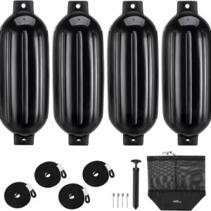 Affordura Boat Fender 4 Pack Boat Bumpers Fenders with 4 Ropes, Boat Bumpers for Pontoon