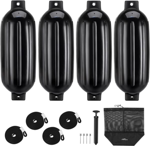 Affordura Boat Fender 4 Pack Boat Bumpers Fenders with 4 Ropes, Boat Bumpers for Pontoon