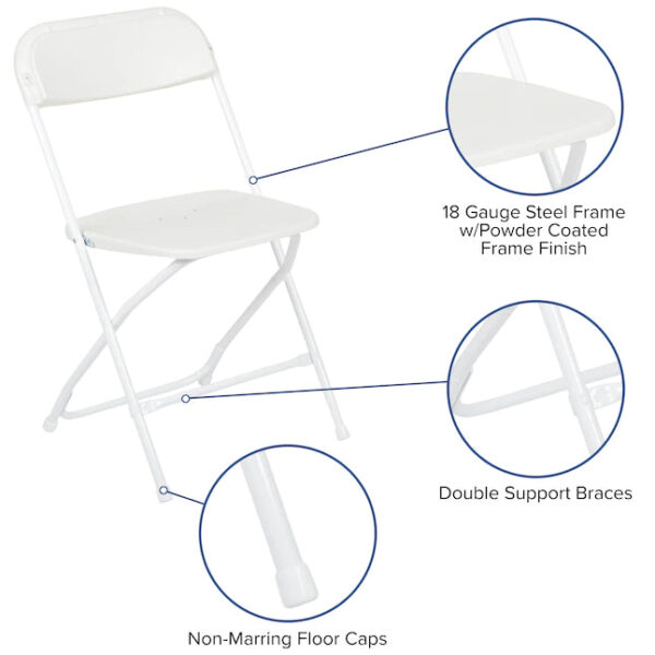10-Pack White Standard Folding Chair with Solid Seat (Indoor) - Image 20