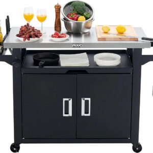 42-Inch Rolling Outdoor Kitchen Island and BBQ Serving Cart