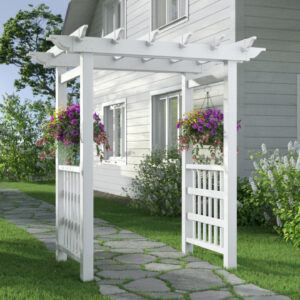 Vita 63"L x 46"W x 91"H Springport Vinyl Arbor, White, VA68146