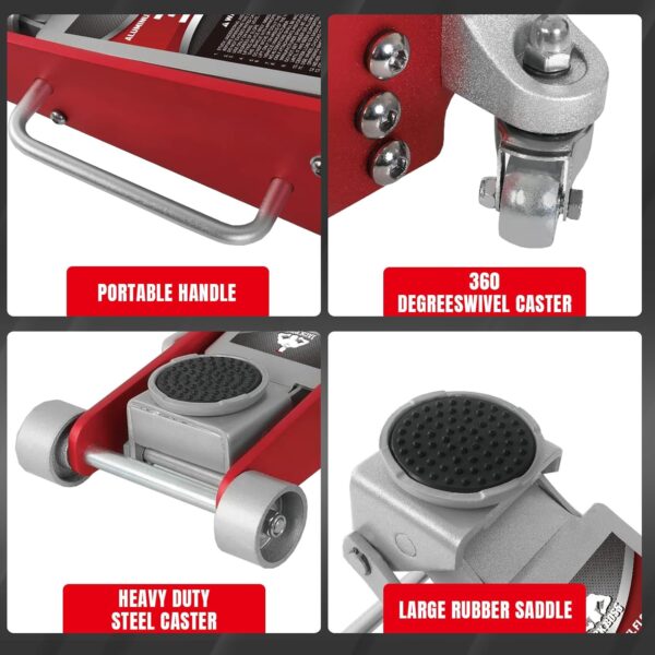 Aluminum and Steel Car Jack, 3 Ton (6,600 LBs) Hydraulic Floor Jack with Dual Piston Quick Lift Pump, Lifting Range 3-15/16" min to 18-5/16" max, Red - Image 25