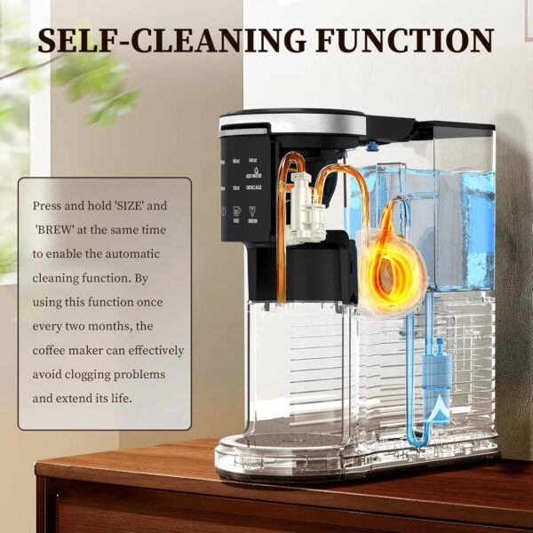 Antarctic Star Coffee Machine, K-Cup & Ground Compatible, 5 Brew Sizes, 40 oz Tank, Self-Cleaning, Black - Image 5