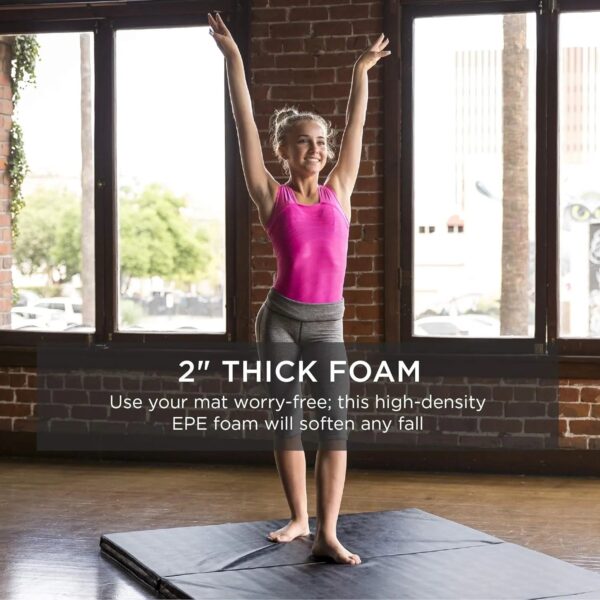 10ftx4ftx2in Folding Gym Mat 4-Panel Exercise Gymnastics Aerobics Workout Fitness Floor Mats w/Carrying Handles - Image 3
