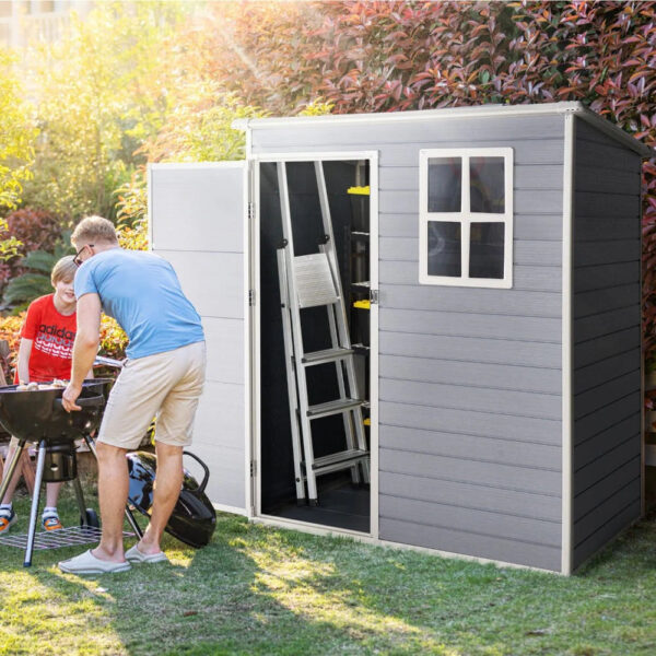 5' x 3' Resin Utility Storage Shed with Window, Grey - Image 2