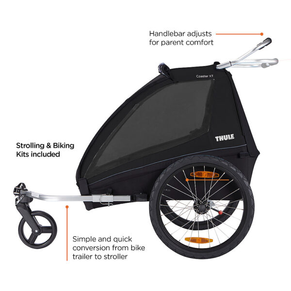 Thule – Coaster XT 2-Seat Bicycle Trailer and Stroller – Black - Image 2