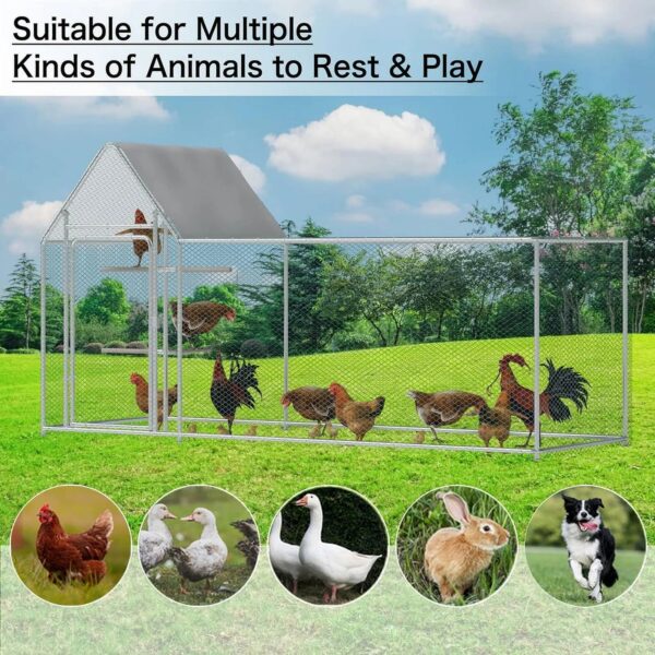 Walnest 10ft Large Metal Chicken Coop with Climbing Frame, Walk-in Poultry Cage with Waterproof&Anti-UV Cover,Heavy Duty Chicken Coop or Outdoor Backyard Farm Use - Image 6