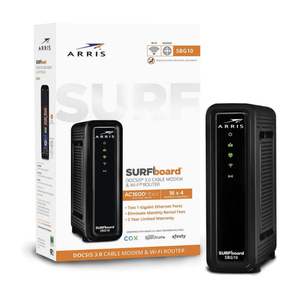 Arris SURFboard SBG10 DOCSIS 3.0 Cable Modem & AC1600 Dual Band Wi-Fi Router - Image 3