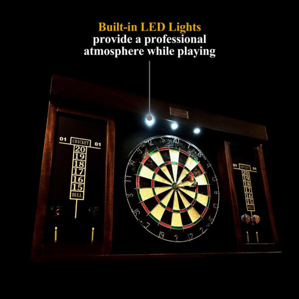 Barrington 40 Inch Dartboard Cabinet with LED Lights, 40 Inch X 4.375 Inch X 24.625 Inch - Image 9