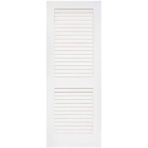 24 in. x 80 in. White Plantation Louver Panel Solid Core Wood Interior Door Slab