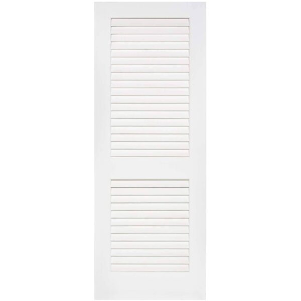 24 in. x 80 in. White Plantation Louver Panel Solid Core Wood Interior Door Slab