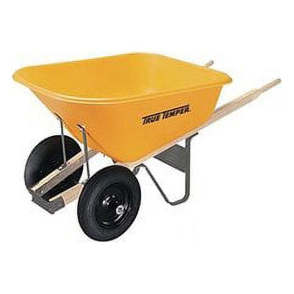 Ames 8 Cu Ft Poly Wheelbarrow with Dual Tires – Durable Plastic Construction - Image 2