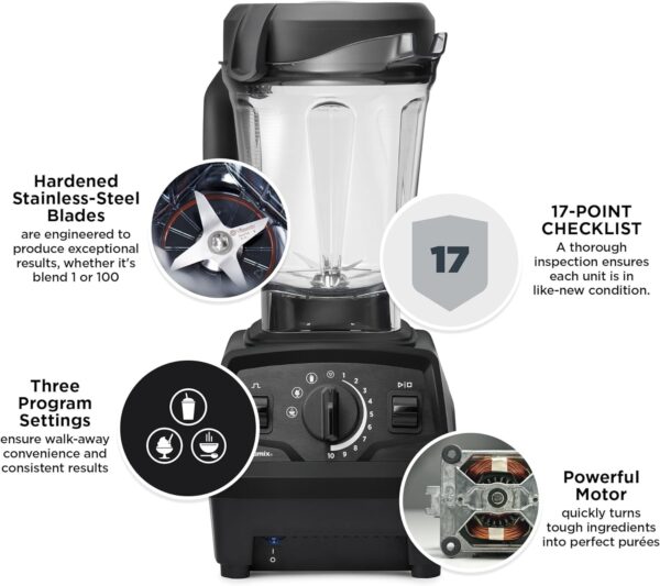 Vitamix Explorian Blender, Professional-Grade, 64 oz. Low-Profile Container, Black - Image 2