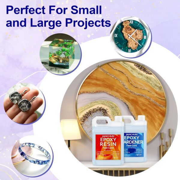 2 Gallon Epoxy Resin + 2 Gallon Epoxy Hardener, High Gloss Coating for River Table Tops, Art Casting Resin, Jewelry Making, DIY, Tumblers, Molds, Art Painting, Fast Curing Resin - Image 14