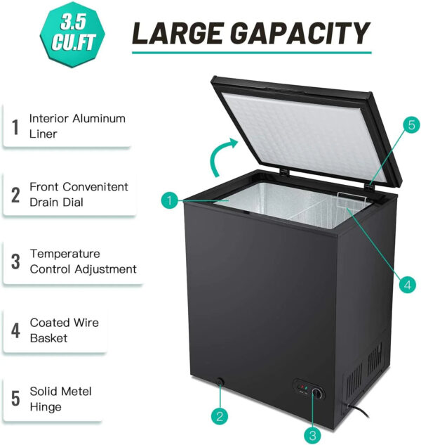 Antarctic Star 2.7 Cu.ft Chest Freezer, Compact & Energy Efficient with Adjustable Temperature, Quiet Operation, Removable Basket, Good Sealing - Image 5