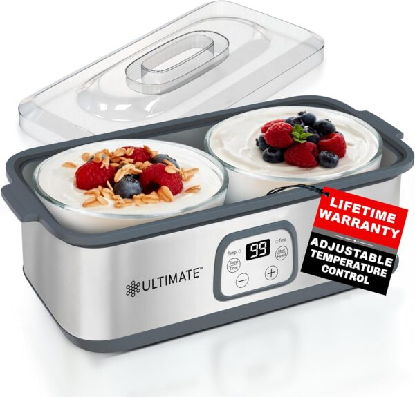Ultimate Probiotic Yogurt Maker with Two 1-Quart Containers for Larger Batches Make Trillions of Live Probiotics with Adjustable Temp Time Control Best Greek Yogurt Maker LIFETIME WARRANTY - Image 9