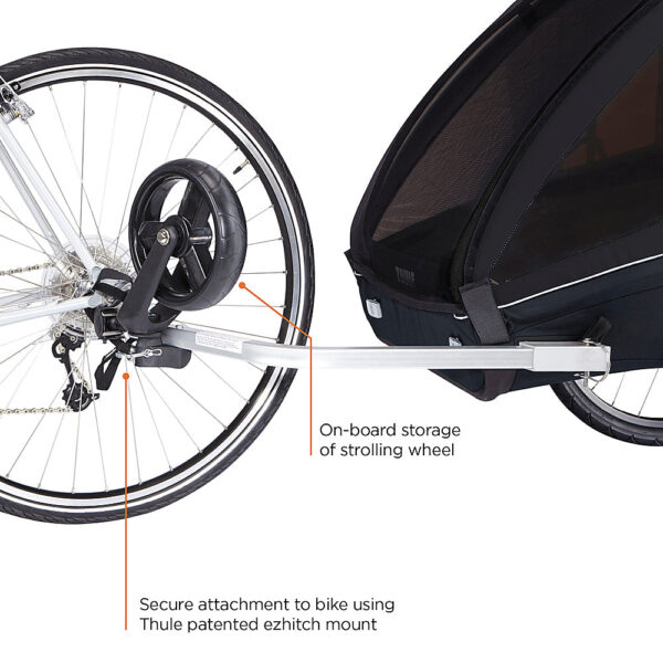 Thule – Coaster XT 2-Seat Bicycle Trailer and Stroller – Black - Image 4