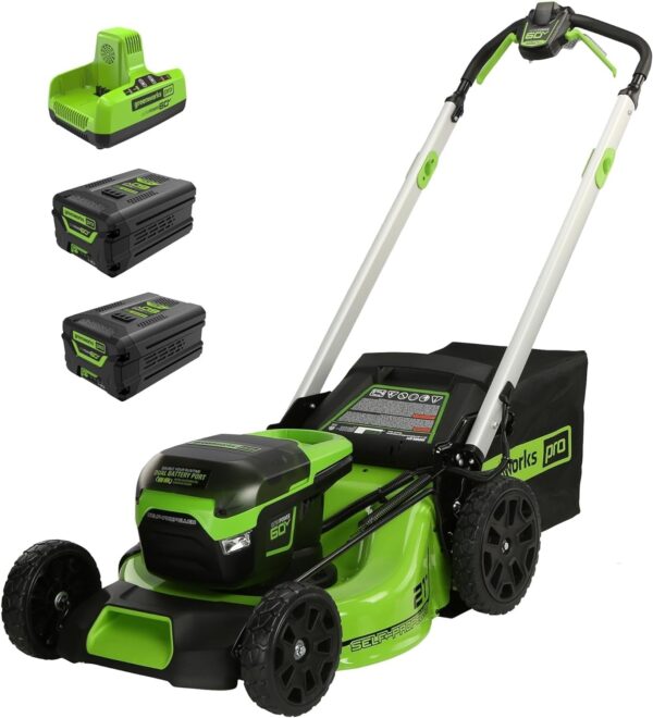 60V 21 Cordless (Self-Propelled) Lawn Mower , 2 x 4.0Ah Batteries and Dual Port Rapid Charger
