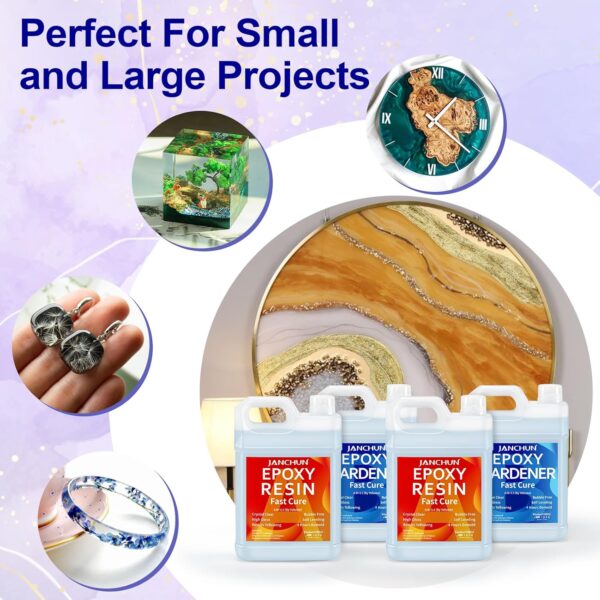 2 Gallon Epoxy Resin + 2 Gallon Epoxy Hardener, High Gloss Coating for River Table Tops, Art Casting Resin, Jewelry Making, DIY, Tumblers, Molds, Art Painting, Fast Curing Resin - Image 8