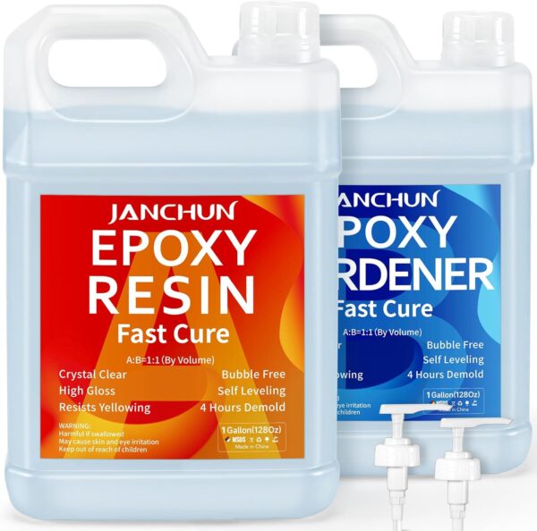 2 Gallon Epoxy Resin + 2 Gallon Epoxy Hardener, High Gloss Coating for River Table Tops, Art Casting Resin, Jewelry Making, DIY, Tumblers, Molds, Art Painting, Fast Curing Resin - Image 9