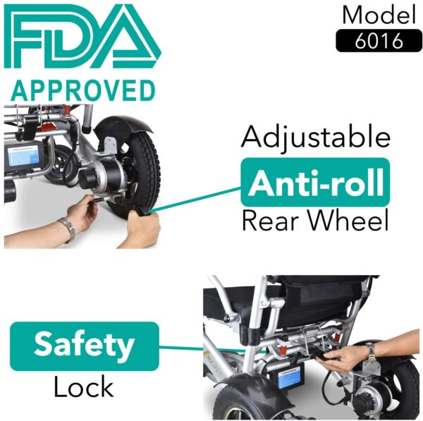 2020 Model Wide Seats Fold & Travel Lightweight Wheelchair Motor Motorized Wheelchairs Electric Silla De Ruedas Power Wheelchair Power Scooter Aviation Travel Safe Heavy Duty Mobility Aids Chair - Image 10