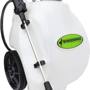 Workhorse Sprayers LG05SS Rechargeable 5-Gallon Portable Garden Sprayer with Wheels, Adjustable Nozzle, White
