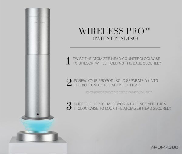 Wireless Pro Essential Oil Diffuser - 600 sq ft Coverage - Cordless & Portable with Remote - Aromatherapy Scent Diffuser - Home, Spa, Office & Business - Air Freshener - Midnight Black - Image 9
