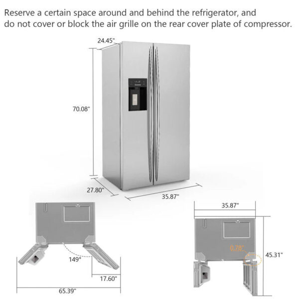 36" Side By Side 20.01 Cu. ft. Built-in Refrigerator with Freezer & Ice Maker Included - Image 15