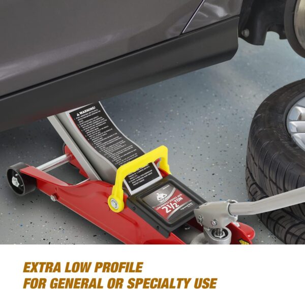 Aluminum and Steel Car Jack, 3 Ton (6,600 LBs) Hydraulic Floor Jack with Dual Piston Quick Lift Pump, Lifting Range 3-15/16" min to 18-5/16" max, Red - Image 6
