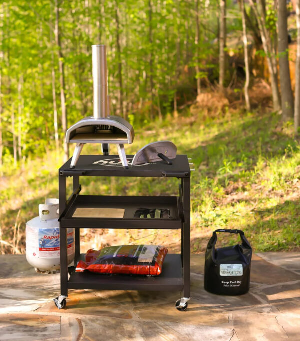 Three-Shelf Heavy Duty Rolling Outdoor Pizza Oven Table, 24" x 30 - Image 8