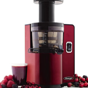 Vertical Masticating Juicer, 43 RPM Compact Cold Press Juicer Machine with Automatic Pulp Ejection, 150 W, Red