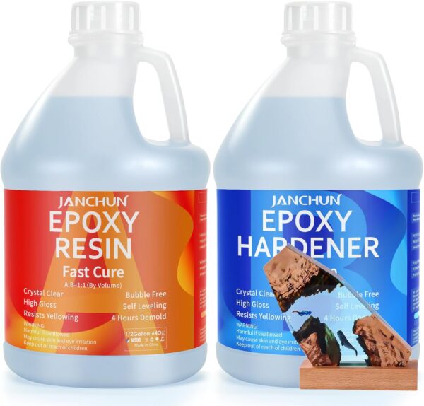 2 Gallon Epoxy Resin + 2 Gallon Epoxy Hardener, High Gloss Coating for River Table Tops, Art Casting Resin, Jewelry Making, DIY, Tumblers, Molds, Art Painting, Fast Curing Resin - Image 7