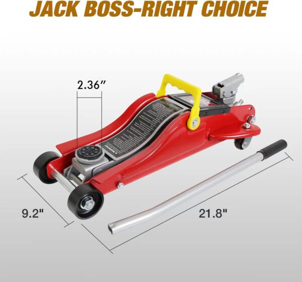 Aluminum and Steel Car Jack, 3 Ton (6,600 LBs) Hydraulic Floor Jack with Dual Piston Quick Lift Pump, Lifting Range 3-15/16" min to 18-5/16" max, Red - Image 5