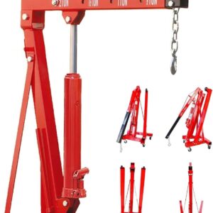 2 TON 4000 lbs Foldable Hydraulic Engine Hoist Cherry Picker Heavy-Duty for Garage Shop Lifting, Red
