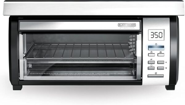 BLACK+DECKER SpaceMaker Under-Counter Toaster Oven, Digital Controls, Black/Stainless Steel, Fits 9′′ Pizza