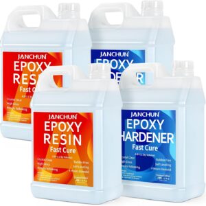2 Gallon Epoxy Resin + 2 Gallon Epoxy Hardener, High Gloss Coating for River Table Tops, Art Casting Resin, Jewelry Making, DIY, Tumblers, Molds, Art Painting, Fast Curing Resin