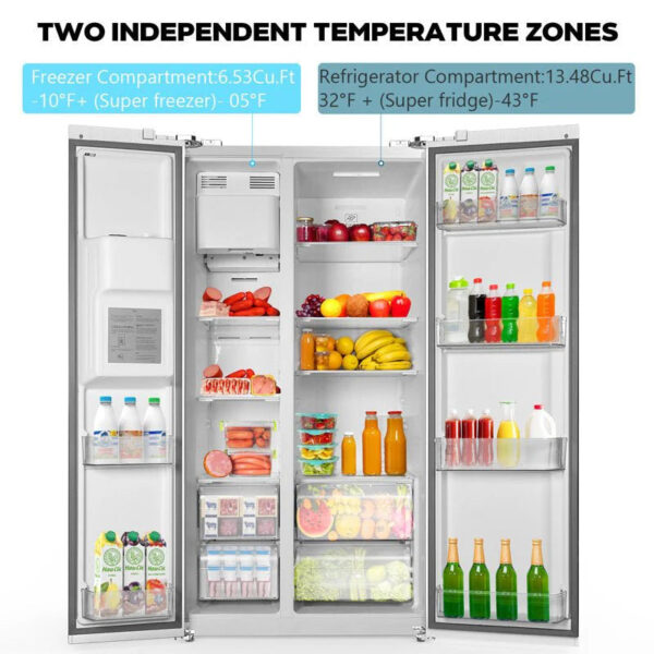 36" Side By Side 20.01 Cu. ft. Built-in Refrigerator with Freezer & Ice Maker Included - Image 11