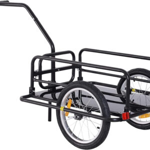 Aosom Foldable Bike Cargo Trailer Cart with Hitch, 80lbs Capacity, 16in Wheels, Black