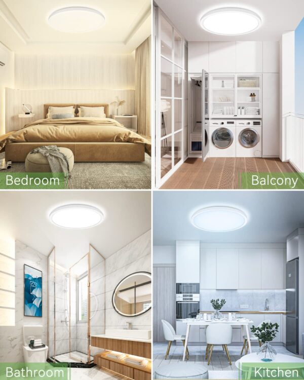 zemty 6Pack 12 Inch LED Flush Mount Ceiling Light, Super Slim 28W 3200lm - Image 6