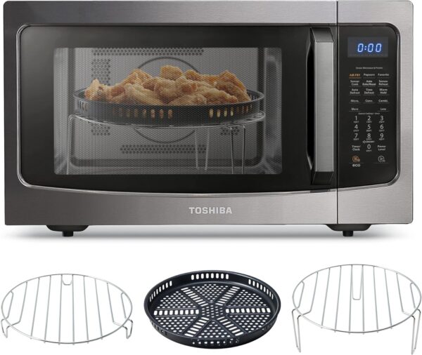 TOSHIBA 4-in-1 ML-EC42P(SS) Countertop Microwave Oven, Smart Sensor, Convection, Air Fryer Combo, Mute Function, Position Memory 13.6" Turntable, 1.5 Cu Ft, 1000W, Silver - Image 5