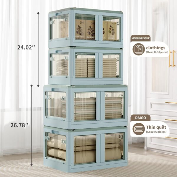 14.5 gallon foldable storage bins with LIDS, 6 packs, 5 open stackable storage bins, plastic storage bins - Image 4