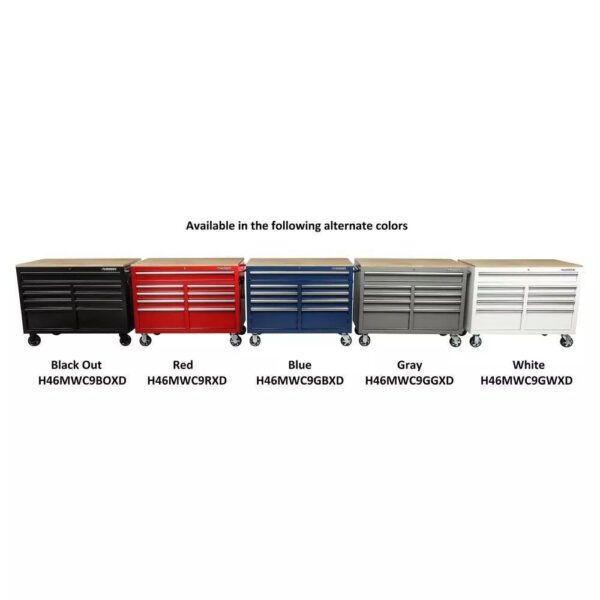 46 in. W x 24 in. D 9-Drawer Gloss Black Deep Tool Chest Mobile Workbench - Image 7
